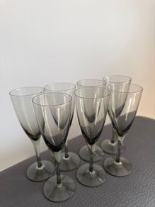 Rare Vintage 1960's Set of 6 Orrefors MIRABEL Smoke glasses.