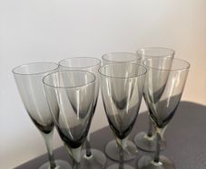 Rare Vintage 1960's Set of 6 Orrefors MIRABEL Smoke glasses.
