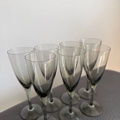 Rare Vintage 1960's Set of 6 Orrefors MIRABEL Smoke glasses.