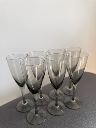 Rare Vintage 1960's Set of 6 Orrefors MIRABEL Smoke glasses.