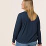 SAMOON FURTHER REDUCED new top mixed fabric , the front is navy with purple lilac gold and beige , the back and sleeves navy . Length is 32 inches Image 7