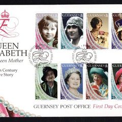 1999 Guernsey Life and Times of Queen Elizabeth the Queen Mother Commemorative Stamps Official First Day Cover (FDC)