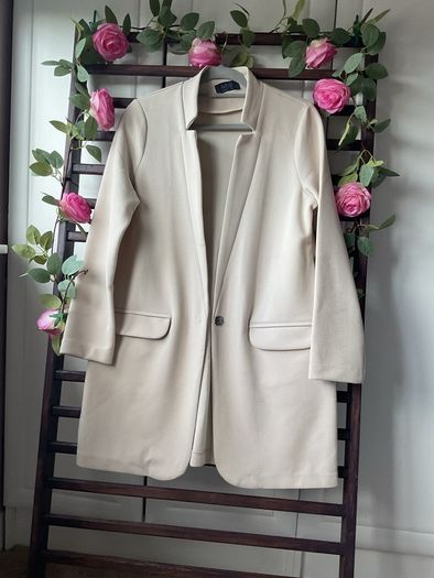jacket beige longline marks & spencers size 8-10