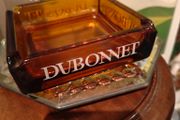 Vintage Dubonnet heavy amber glass advertising ashtray