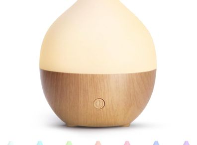 Essential Oil Diffuser, 100ml Small Aromatherapy Ultrasonic Cool Mist Humidifier with Warm White Lights, Auto Shut-Off Function, for Office Home