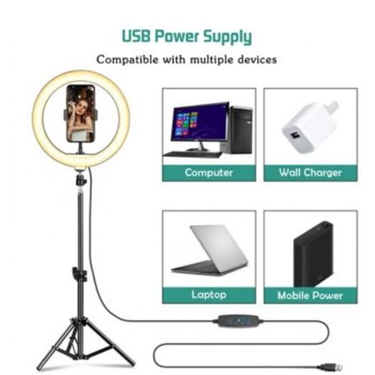 10 Inch - 26cm LED Ring Light with Tripod & Phone Holder Kit - 6151