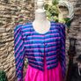 80s Vintage handmade dress with striped bolero jacket Image 2