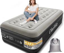 Single Airbed XL, Inflatable Air Mattress with Built-in Pump, Blow Up Bed, Self Inflating Folding Guest Air bed with Flocked Surface For Camping & Home Use, 200cm L x 90cm W x 46cm H(Black)