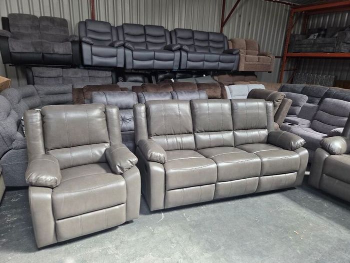 Grey Or Black 3+2+1 Leather All Recliner Sofa Sets