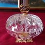 Killarney Crystal Cut Crystal Glass With Number 25 Lidded Jewelry Dish / Bowl With 22 Carat Gold Cover Handle and Footed Base Finishing Made In Ireland Image 2