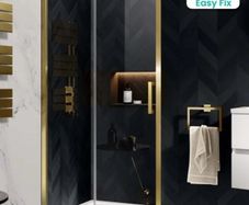 Brushed Brass Easy Clean 8mm Sliding Shower Door 1100mm - Easy Fix Feature