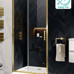 Brushed Brass Easy Clean 8mm Sliding Shower Door 1100mm - Easy Fix Feature