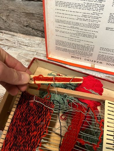 vintage wool weaving loom