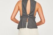 Rowie the Label Leia top grey linen size S