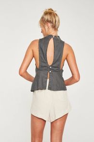 Rowie the Label Leia top grey linen size S
