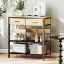 Sideboard, Chest with 2 Drawers, 3 Open Shelves Kitchen cabinet for Kitchen, Living Room 90 x 40 x 91 cm, Natural wood Image 4