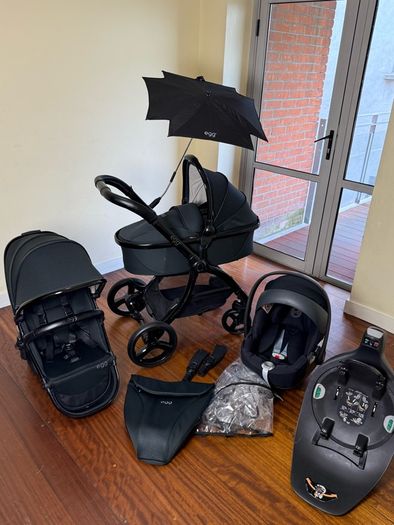 As New Egg2 travel system with Cybex car seat and isofix base swivel