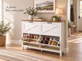 White 4 Flap Shoe Cabinet 127cm Wide Slim Hallway Storage Unit