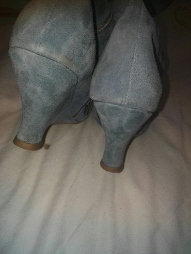 Blue suede boots