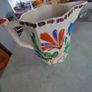RARE Vintage Antique Large water pitcher jug 1930s Art Deco John Maddock & Sons Royal Ivory 'Sunset Ware' Hand Painted Floral jug. Image 3