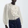 Zara Semi-Sheer Shirt With Ruffles Image 3