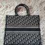 Authentic Christian Dior Large Book Tote - Blue Dior Oblique Embroidery Image 6