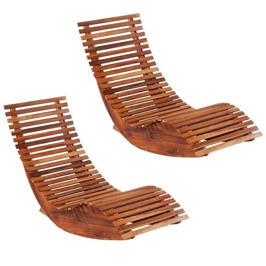 Rocking Sun Loungers Acacia Wood