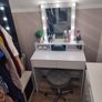 LED Dressing Table with Mirror and Bulbs Cosmetic Table with 2 Drawers and 3 Open Compartments Image 9