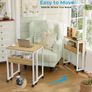 Small Folding Desk with Storage Shelf,80 cm Computer Rolling Desk on Wheels Easy Assembly,Foldable desk for Small Space,Oak Image 4