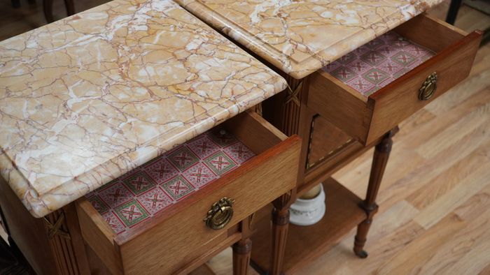 Pair of French Walnut Bedside Cabinets