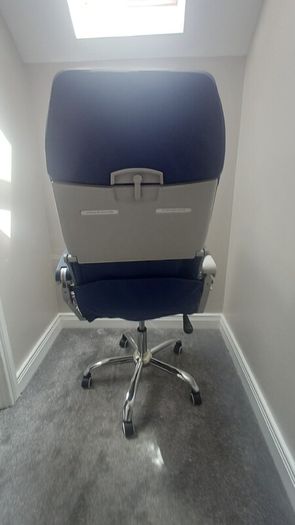 Airbus A320/A321 Aircraft Seat Swivel Office Chair | Genuine Airline Seat with Tray Table & Life Jacket