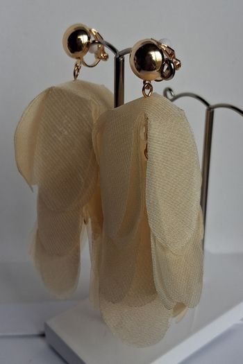Cream Vanilla Juilette Cascading Floral Petal Clip On Earrings