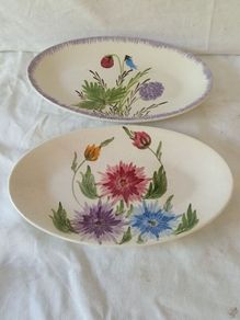 A Pair of E Radford Art Deco Hand Painted Plates