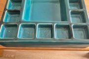 Vintage Teal Studio Pottery Tray - Painting Palette / Jewelry Organizer