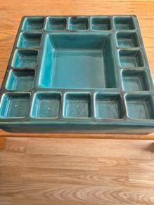 Vintage Teal Studio Pottery Tray - Painting Palette / Jewelry Organizer