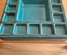 Vintage Teal Studio Pottery Tray - Painting Palette / Jewelry Organizer