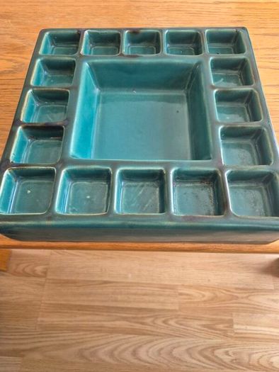 Vintage Teal Studio Pottery Tray - Painting Palette / Jewelry Organizer