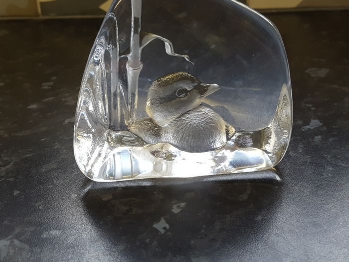 Mats Jonasson Glass Chick Paperweight