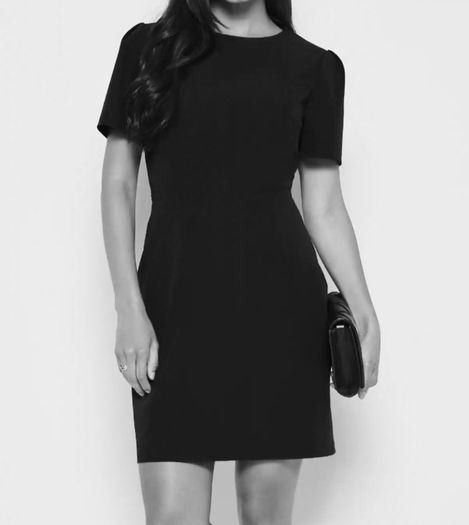 Black Short Sleeve Tailored Shift Dress, NEXT, Size 10