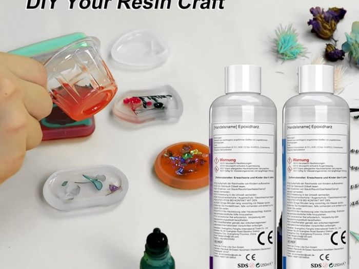 Epoxy Resin Kit 500ml, 2 Part Casting Resin Starter Kit, Resin Kits for Beginners, Epoxy Resin and Hardener with Key Chains Moulds for Sculpting Moulding & Casting, Art & Craft, Jewelry Making Kit (FREE POSTAGE)