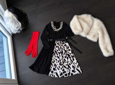 Cruella de Vil fancy dress costume set