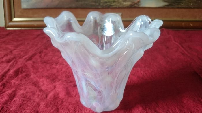 Pair Of Original Murano Glass Pearl Lustre Finish Vase
