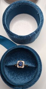 9 ct  blue sapphire and diamond ring size N