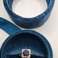 9 ct  blue sapphire and diamond ring size N