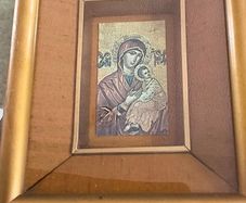 Vintage framed Virgin Mary Byzantine Icon original. photo from the Lawrence Collection, which features sepia-toned images Hand Printed Photograph taken from the original glass plates of W. Lawrence. taken from original 19th-century Irish glassphoto .