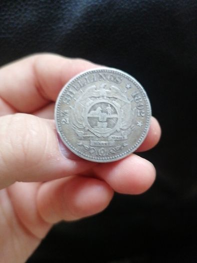 1892 South Africa Silver 2 1/2 Shillings Coin