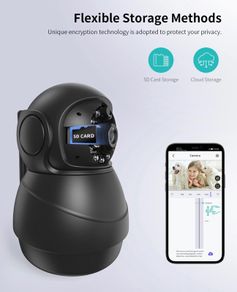 Wi-Fi Camera for Home Security, Dog Camera with Motion and Sound Alerts via APP, Baby Monitor with Indicator Switch, 2-Way Audio, Works with Alexa