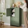 Bathroom Cabinet, Kitchen Cabinet with 2 Doors and 2 Drawers, Adjustable Shelves, 30 x 60 x 110 cm, Forest Green Image 7