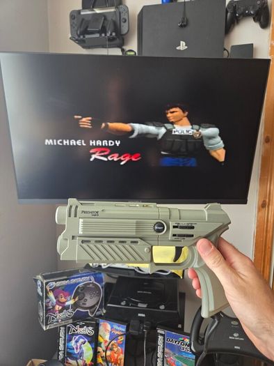 Sega Saturn w/ 3D Control Pad, Arcade Racer, Lightgun and Games