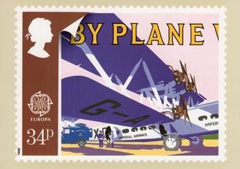 1988 England Europa (Transport) PHQ Postcards. Card show enlargement of stamps of Train, Boat, Planet & Train.